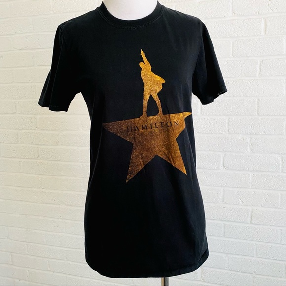 HAMILTON T-SHIRT MUSICAL BROADWAY LIN MANUEL MIRANDA BLACK CREWNECK SMALL - Picture 1 of 6